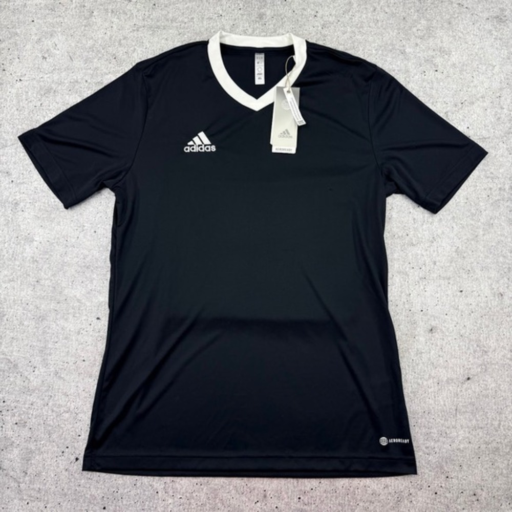 Adidas Entrada 22 Black VNeck Soccer Football Jersey Short Sleeve Men Medium NWT